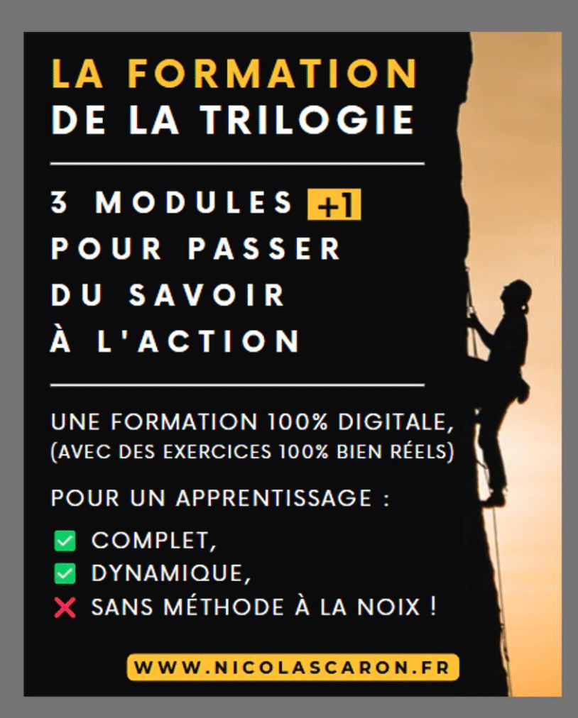 Exemple de suivi dans une formation commerciale e-learning – Plateforme de formation en ligne proposée par Nicolas Caron